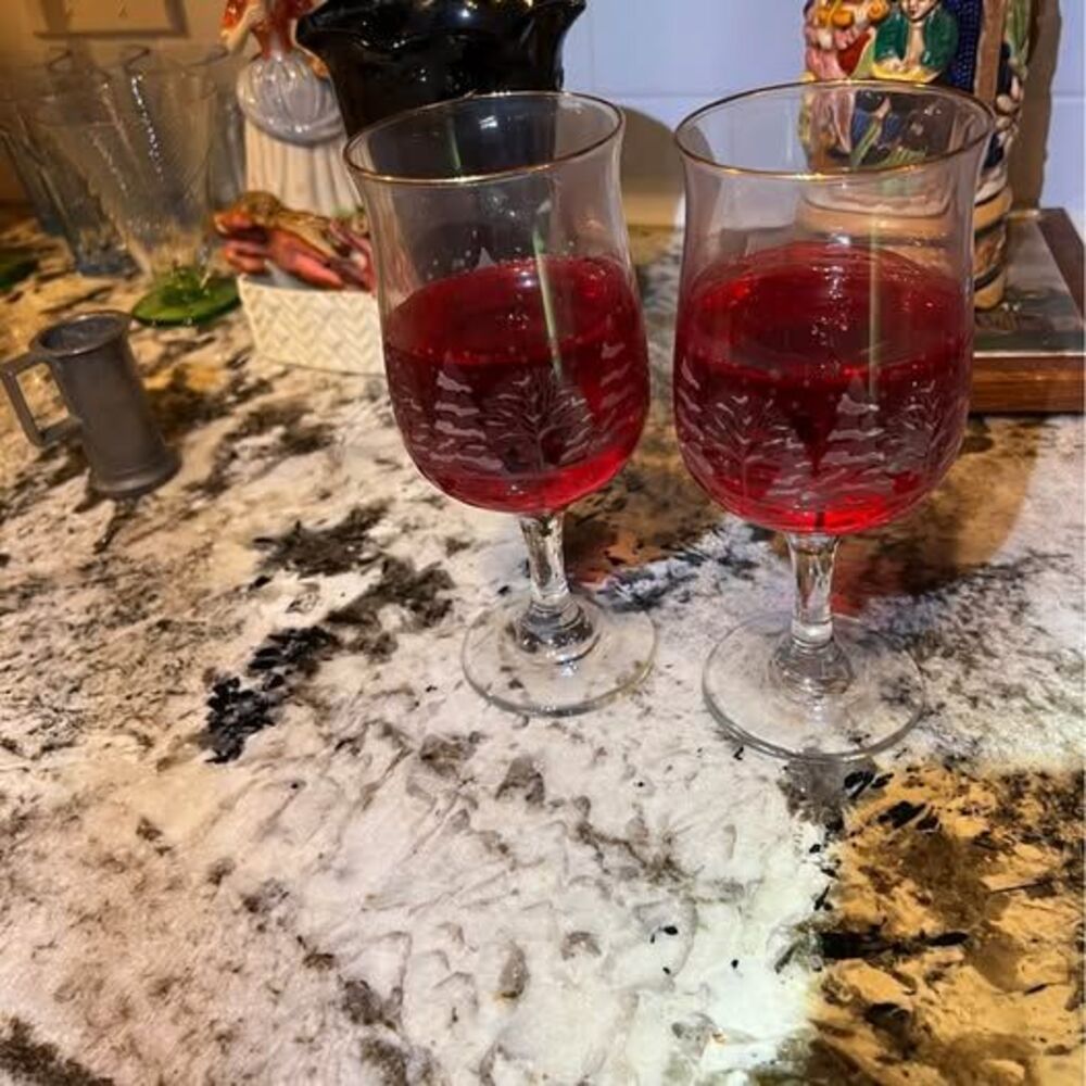 Christmas Frosted Wine Glass Gel Candles - Set of 2
